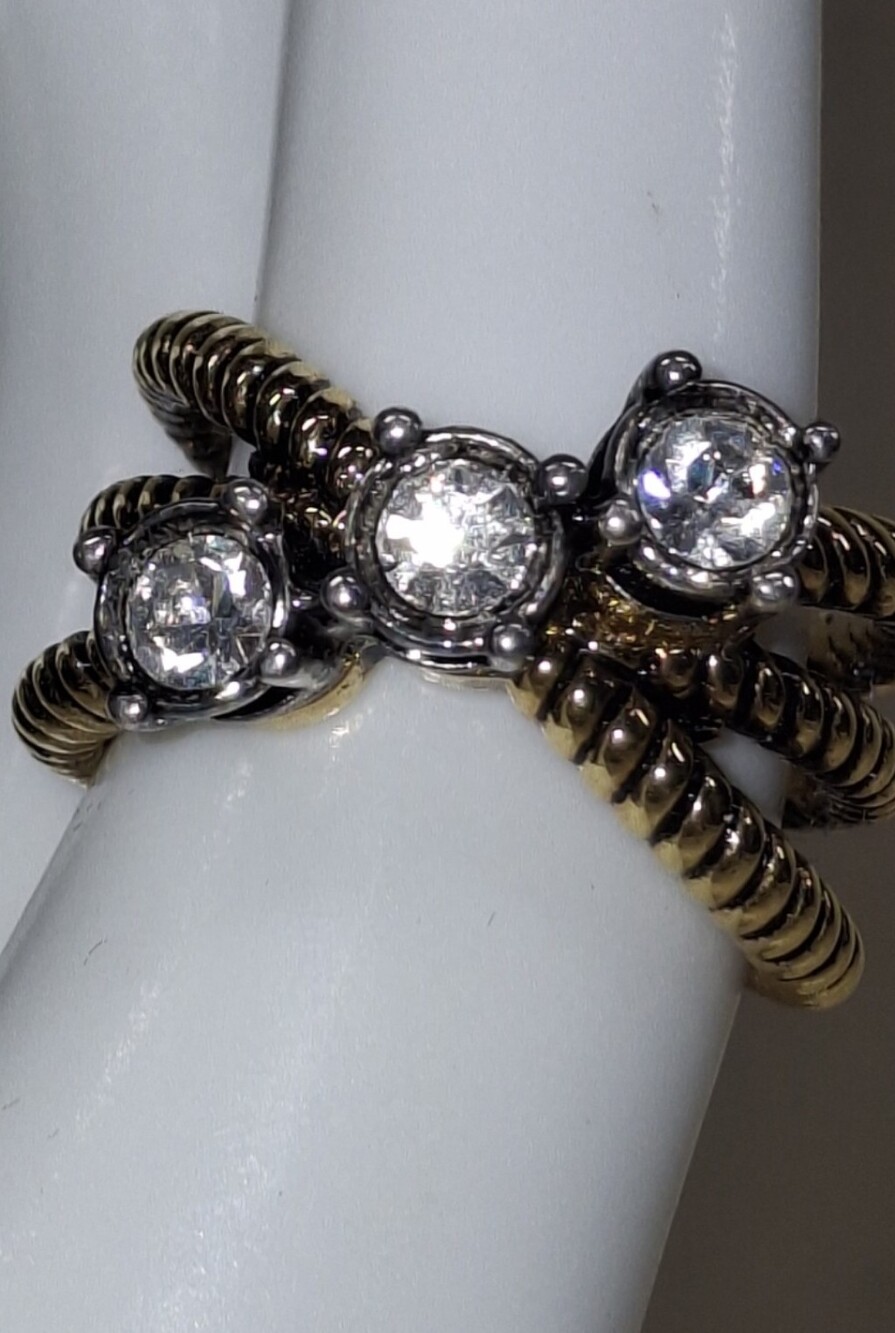 Cocktail Ring - Classic Twisted Band Ring with Clear Stones